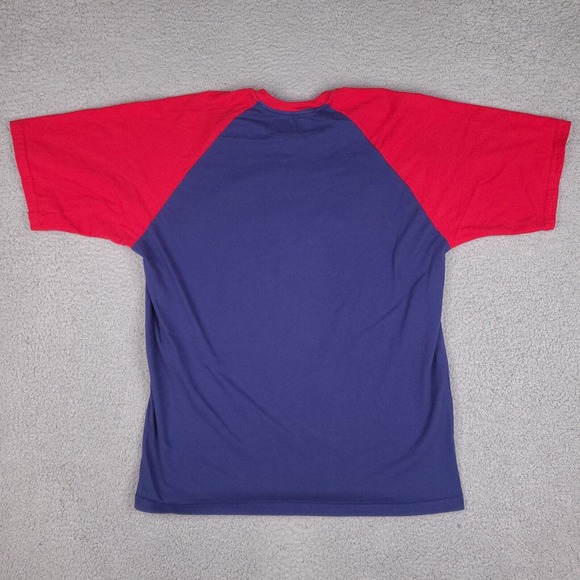 Croxbie & Chill T-Shirt Mens XL Blue Red Raglan Athletic Department - Picture 6 of 11